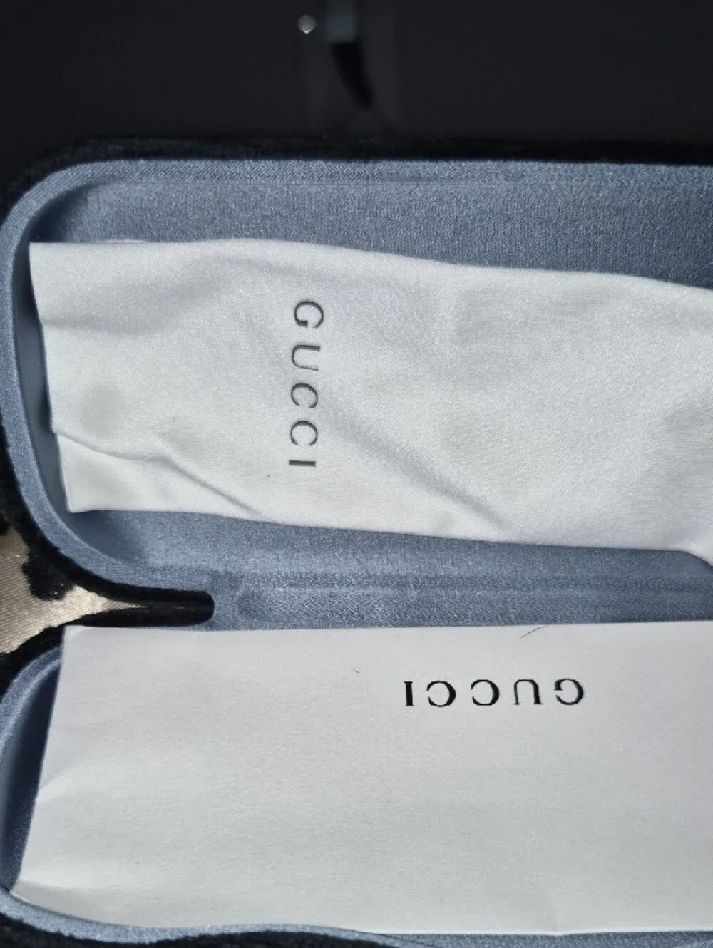 Gucci Blue Sunglasses with Gold Logo Accents